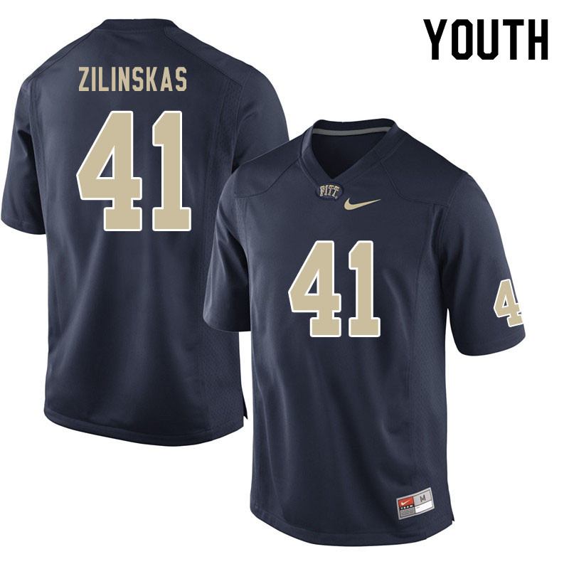 Youth #41 Jake Zilinskas Pitt Panthers College Football Jerseys Sale-Navy